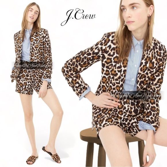 J.Crew Parke linen blend leopard print one button blazer *shop@iamwarrior - Picture 5 of 14